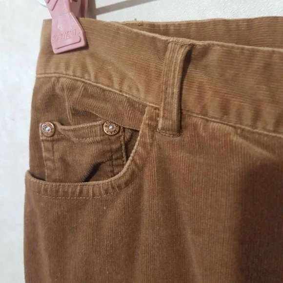 Max Studio Lace Up Brown Corduroy Pants Midrise Bootcut Flare - Picture 6 of 12